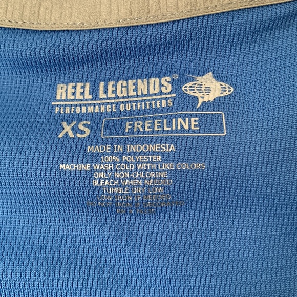 ❤️ NWT Reel Legends Top Short Sleeve UPF30 Sun Protection Blue XS Freeline - Picture 7 of 8